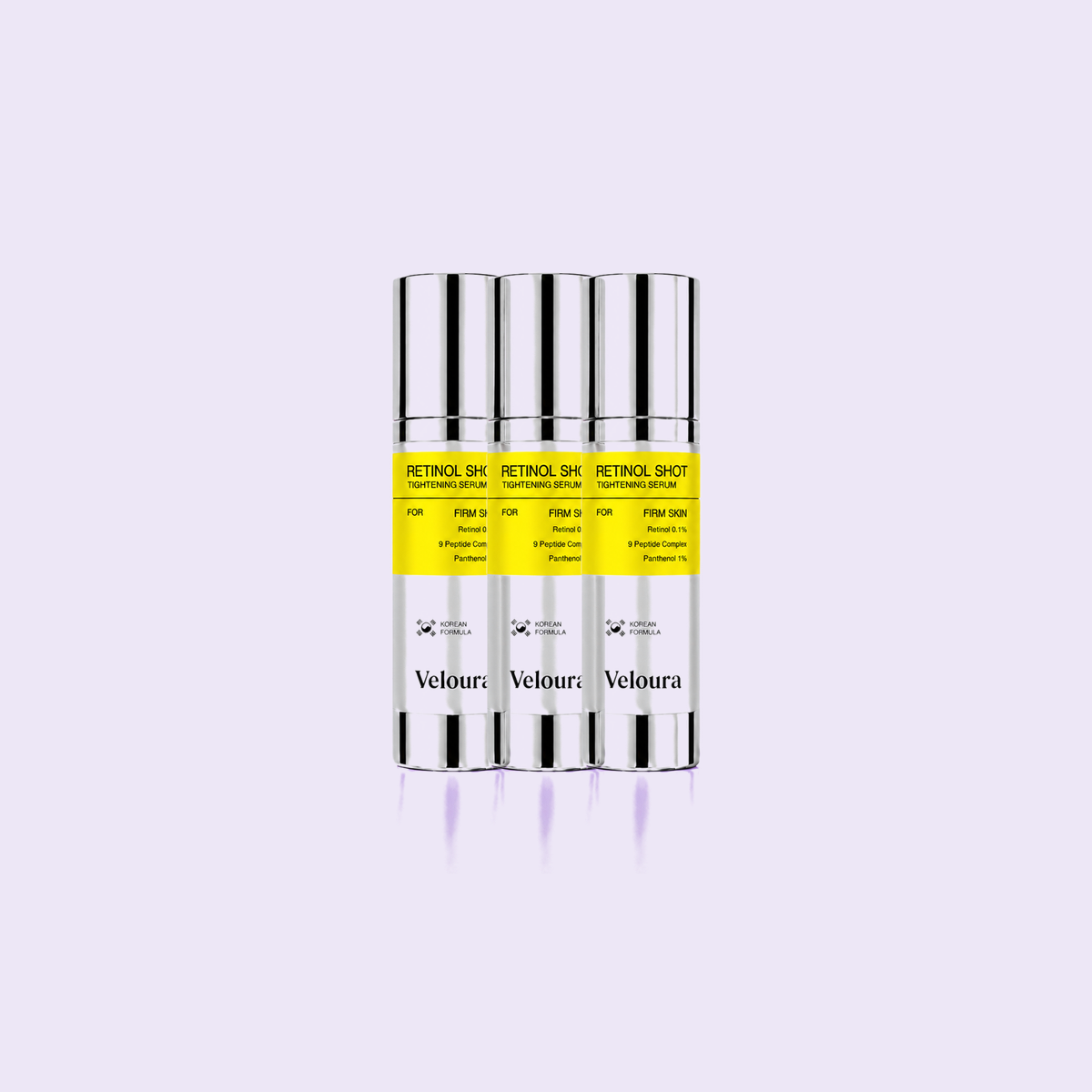 Three Veloura Retinol Booster bottles