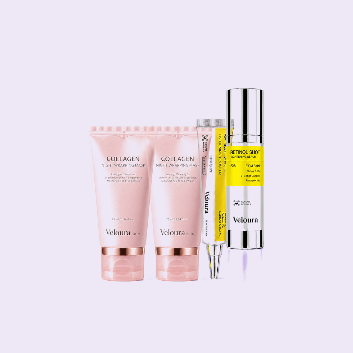 Anti-Age Kit: two Night Wrapping Mask tubes, Retinal Booster and Retinol Booster
