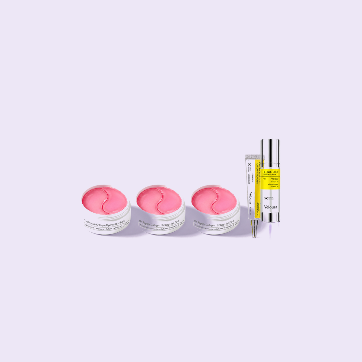 Complete Eye Kit: three jars of eye patches, Retinal Booster and Retinol Booster